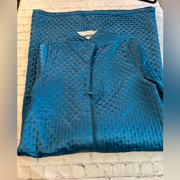 MORGAN TAYLOR INTIMATES ROYAL BLUE PATTERN WITH POCKETS TASSEL ZIP UP ROBE LARGE - Picture 4 of 9